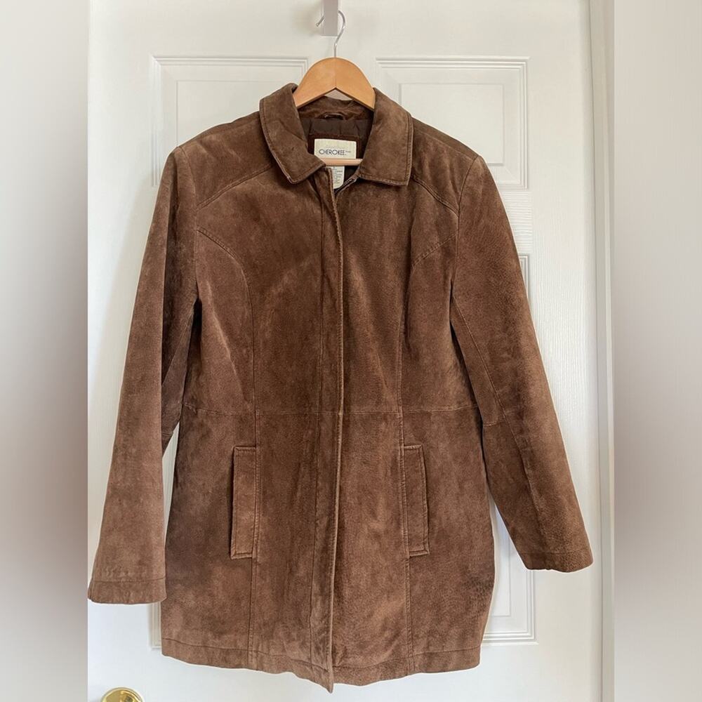Cherokee suede brown boho indie western academia leather jacket